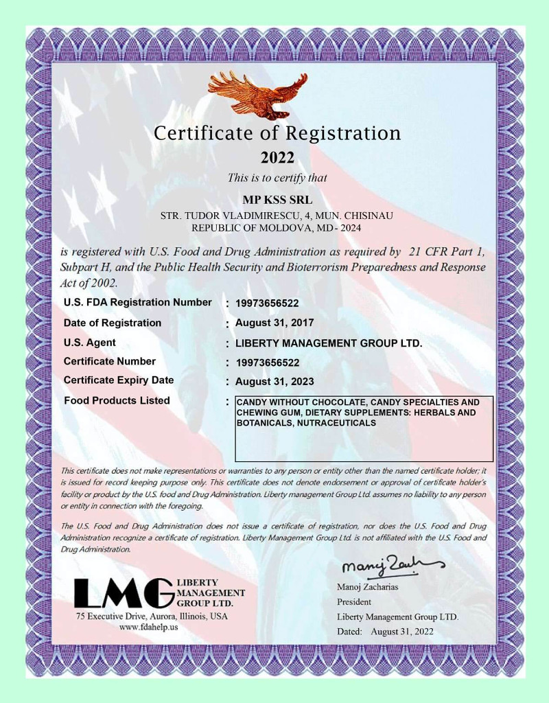 FDA certificate